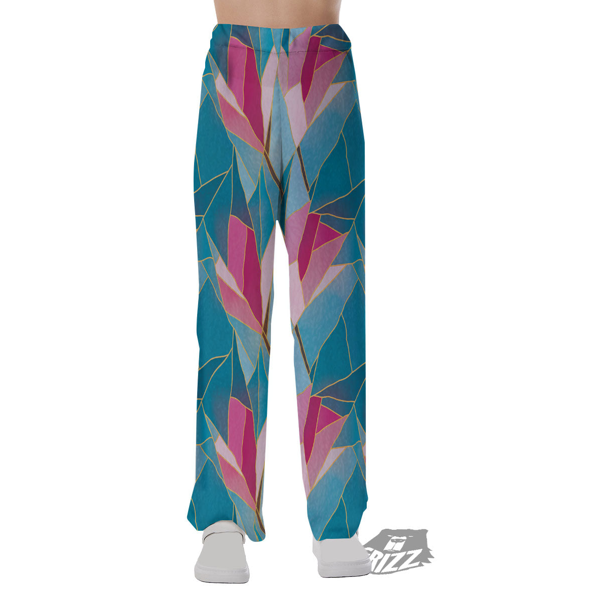Tulip Polygon Print Pattern Pajama Pants-grizzshop