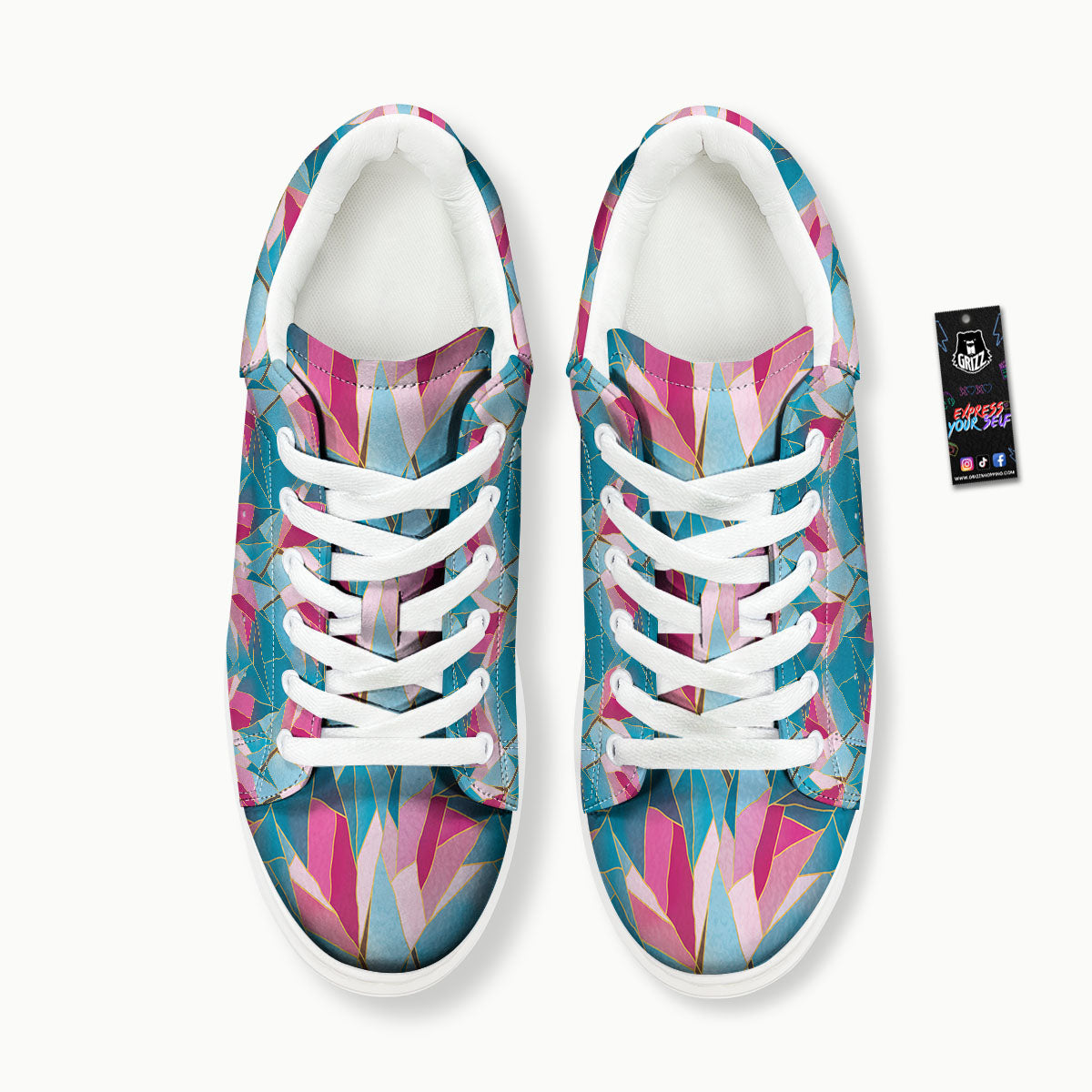 Tulip Polygon Print Pattern Platform Shoes-grizzshop