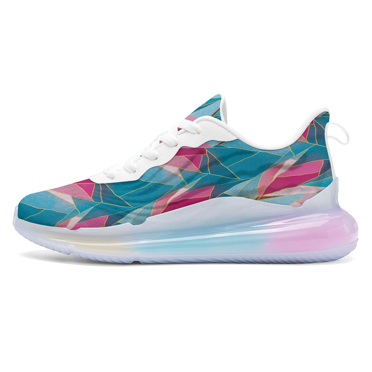 Tulip Polygon Print Pattern Running Sneakers-grizzshop