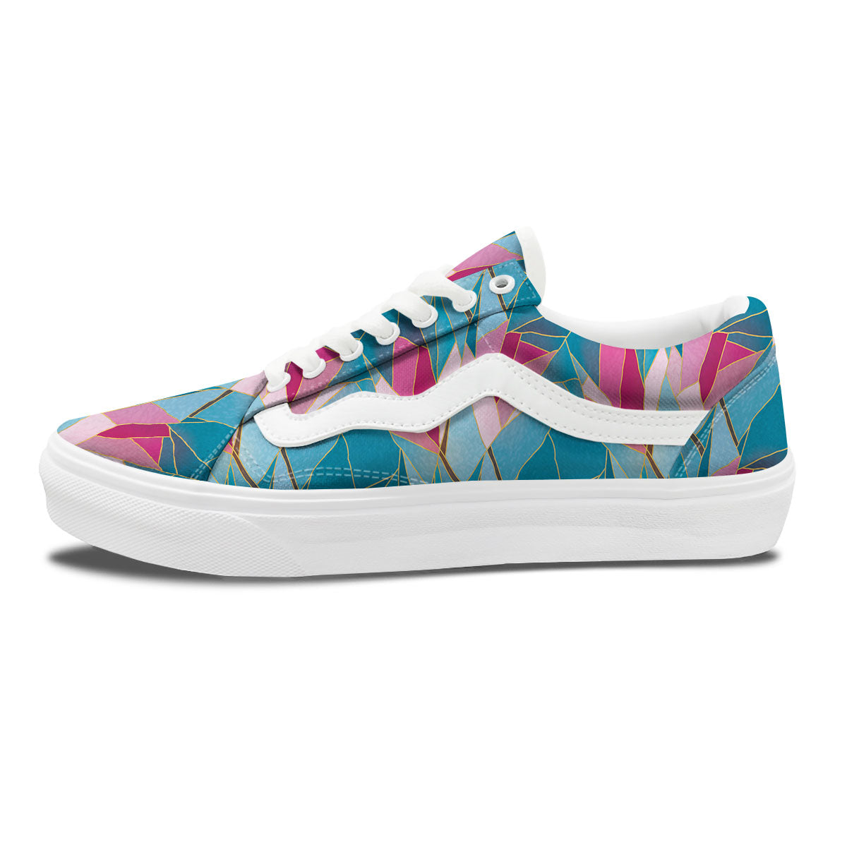 Tulip Polygon Print Pattern Skate Shoes-grizzshop