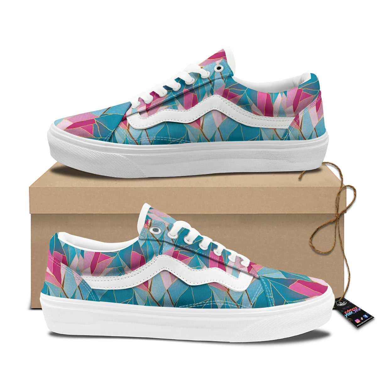 Tulip Polygon Print Pattern Skate Shoes-grizzshop