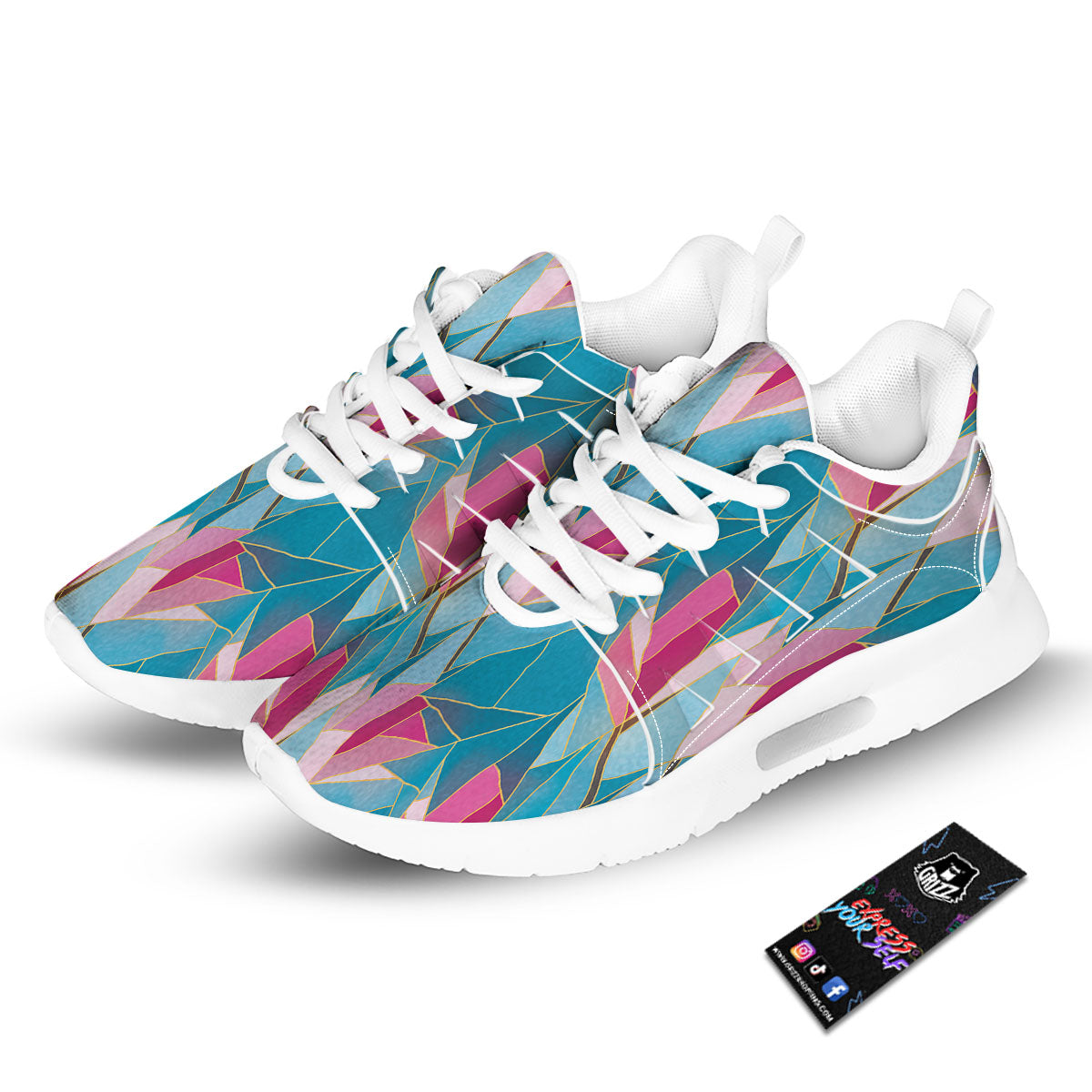 Tulip Polygon Print Pattern Tennis Shoes-grizzshop