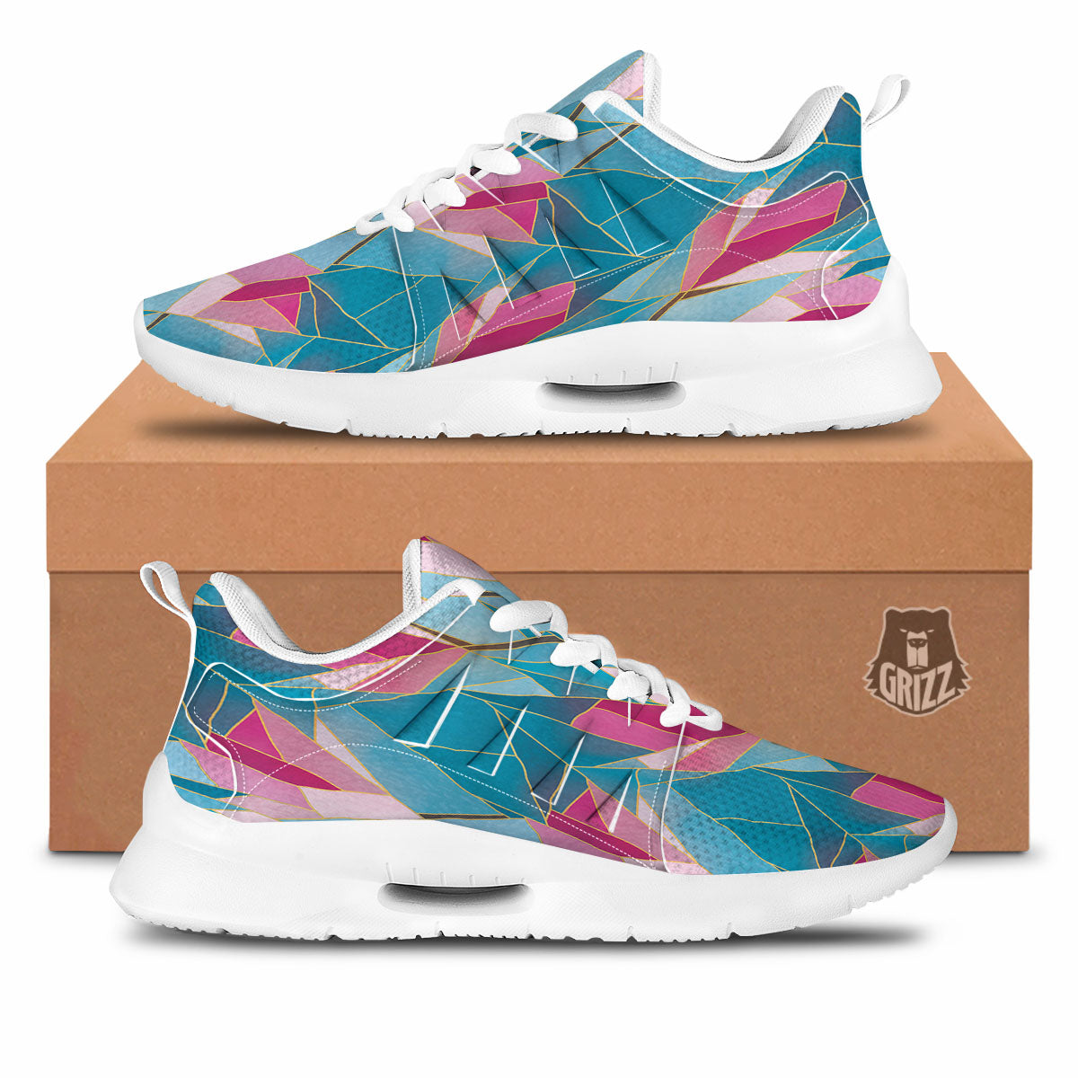 Tulip Polygon Print Pattern Tennis Shoes-grizzshop