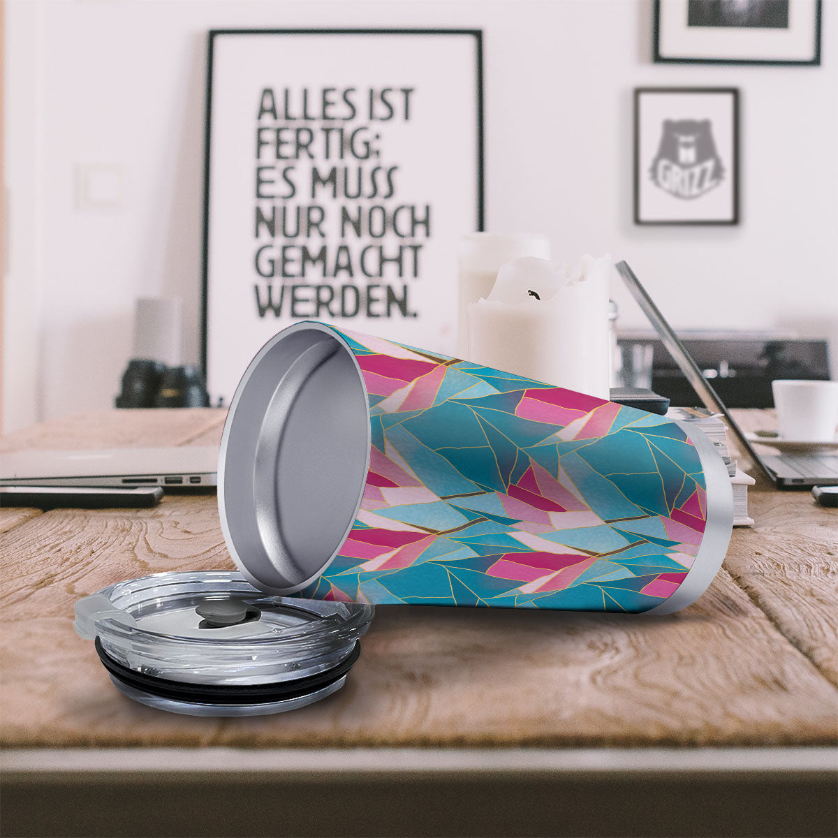 Tulip Polygon Print Pattern Tumbler-grizzshop