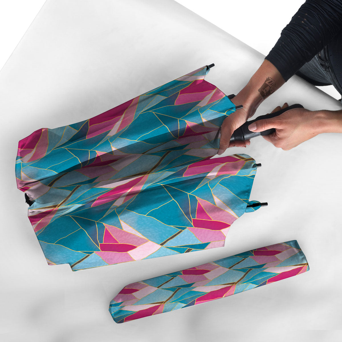 Tulip Polygon Print Pattern Umbrella-grizzshop