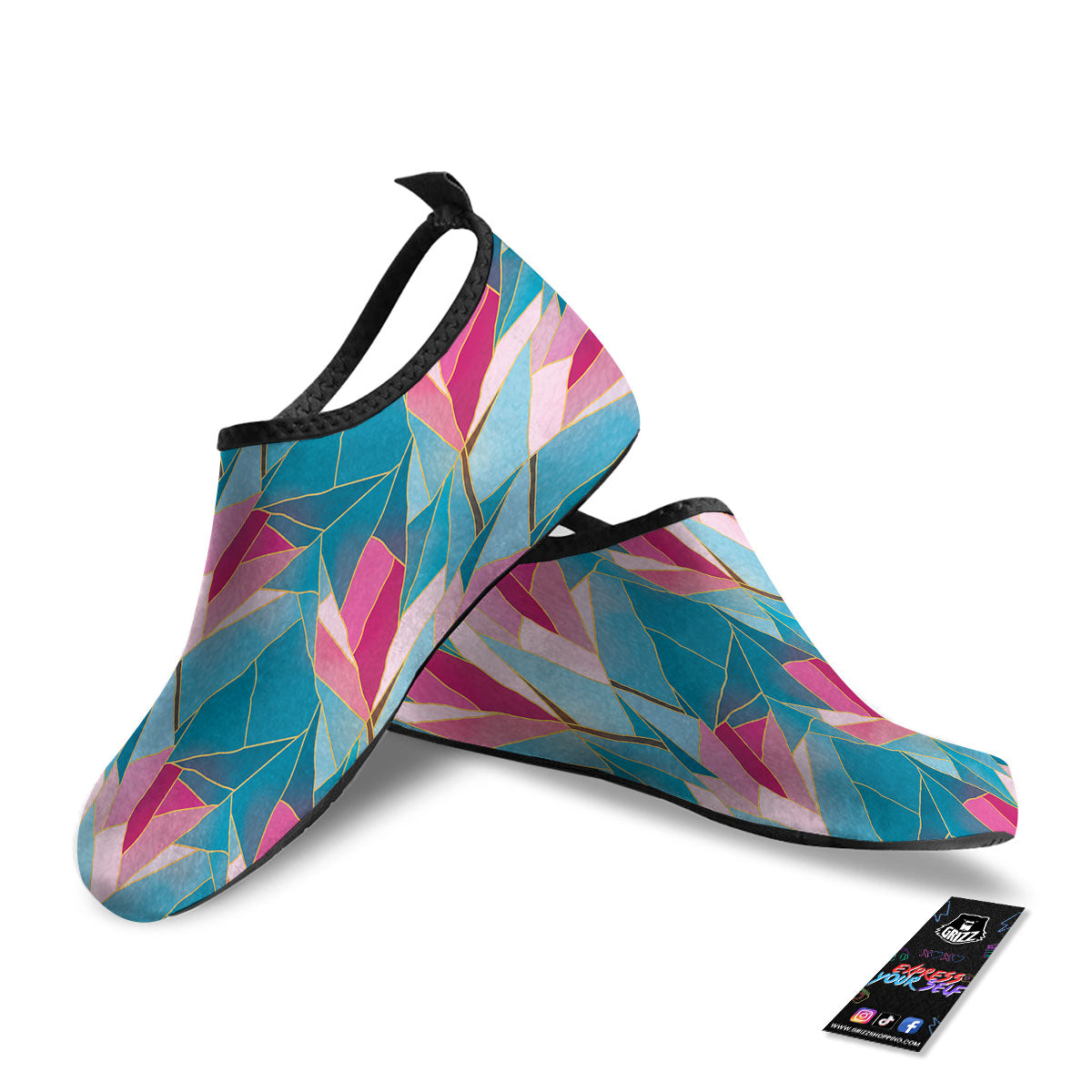 Tulip Polygon Print Pattern Water Shoes-grizzshop
