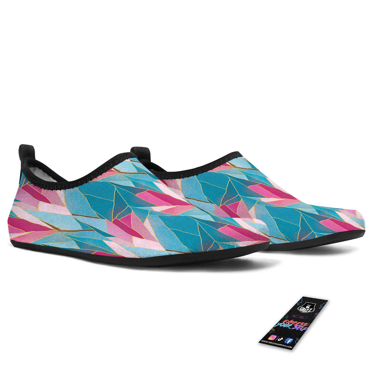 Tulip Polygon Print Pattern Water Shoes-grizzshop