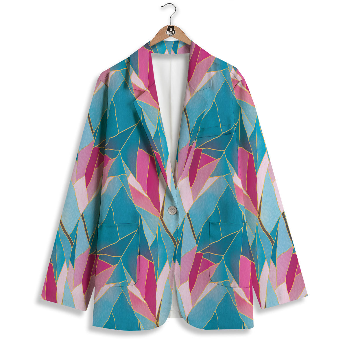 Tulip Polygon Print Pattern Women's Blazer-grizzshop