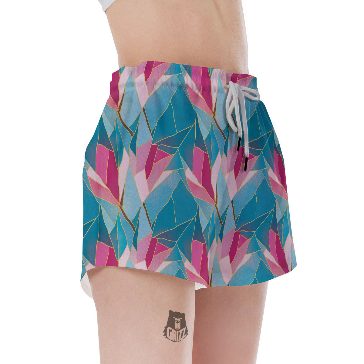 Tulip Polygon Print Pattern Women's Shorts-grizzshop