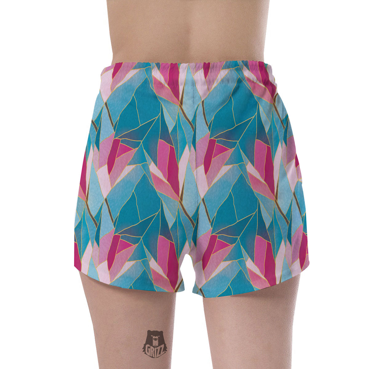 Tulip Polygon Print Pattern Women's Shorts-grizzshop