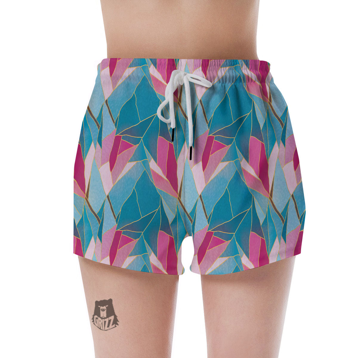 Tulip Polygon Print Pattern Women's Shorts-grizzshop