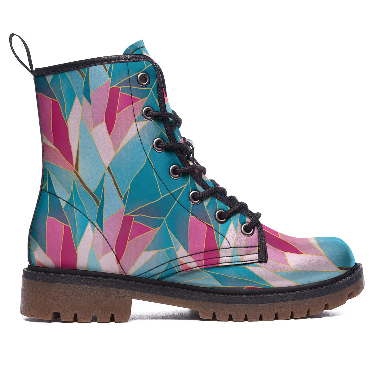 Tulip Polygon Print Pattern Work Boots-grizzshop