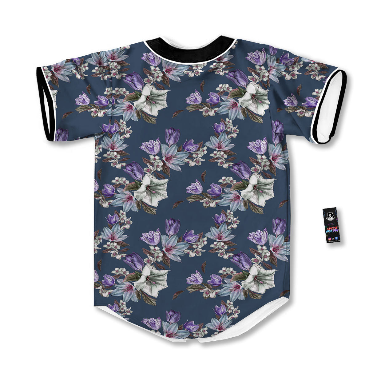 Tulip Purple Watercolor Print Pattern Baseball Jersey-grizzshop