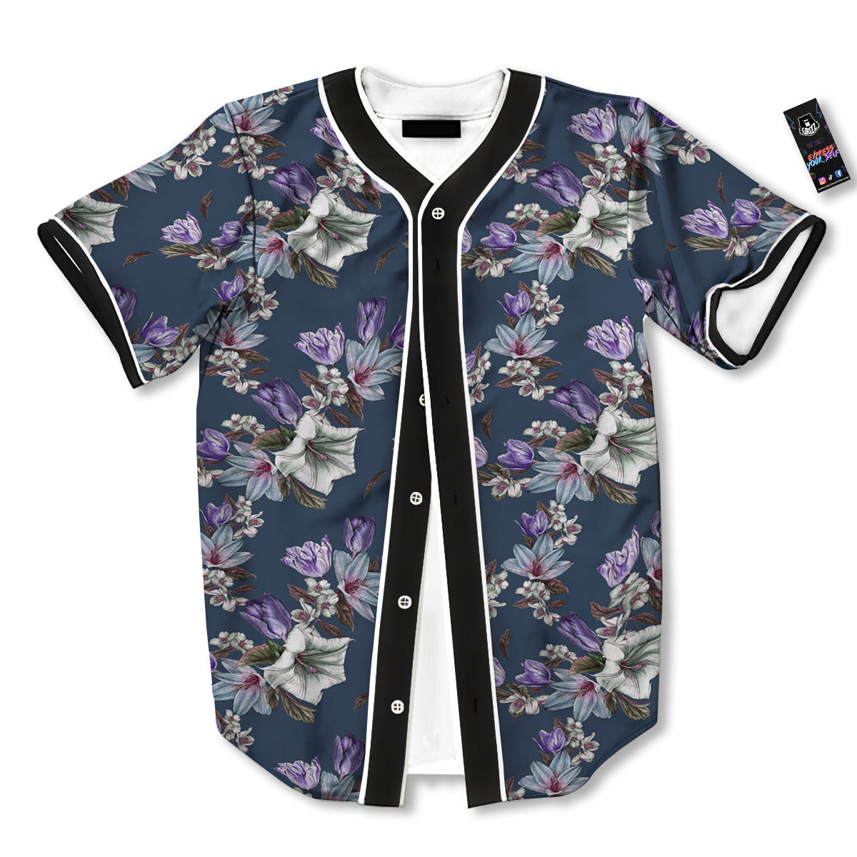 Tulip Purple Watercolor Print Pattern Baseball Jersey-grizzshop