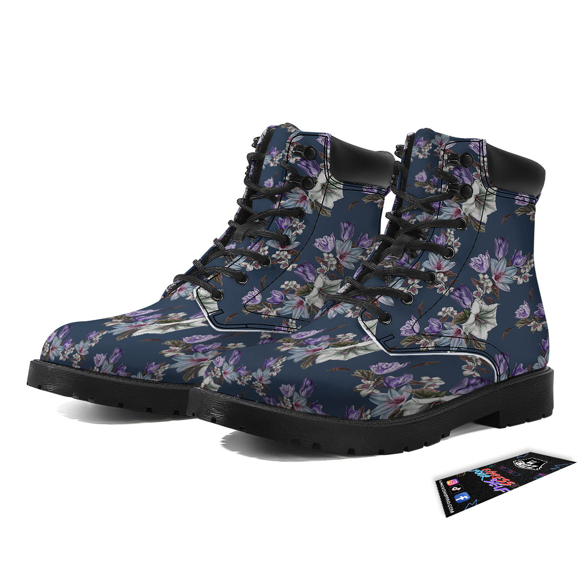 Tulip Purple Watercolor Print Pattern Boots-grizzshop