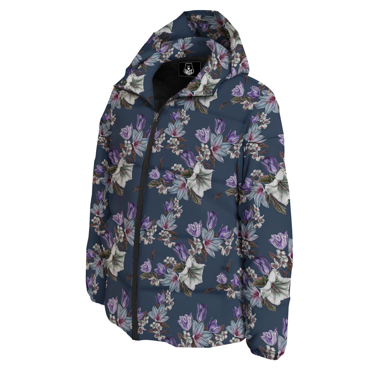 Tulip Purple Watercolor Print Pattern Down Jacket-grizzshop