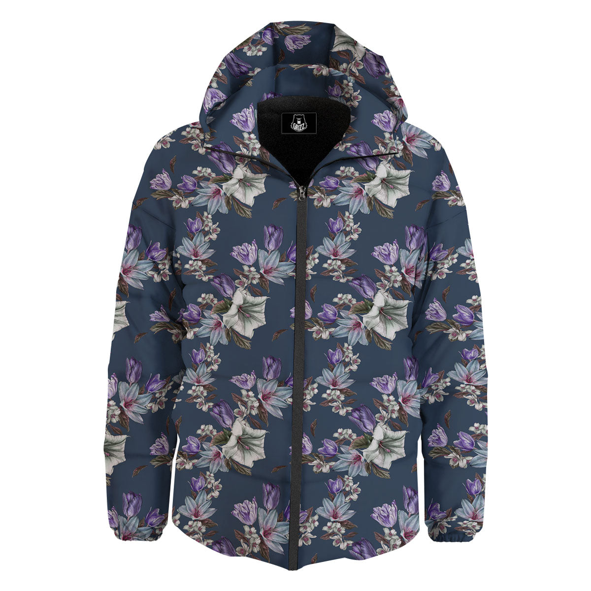 Tulip Purple Watercolor Print Pattern Down Jacket-grizzshop