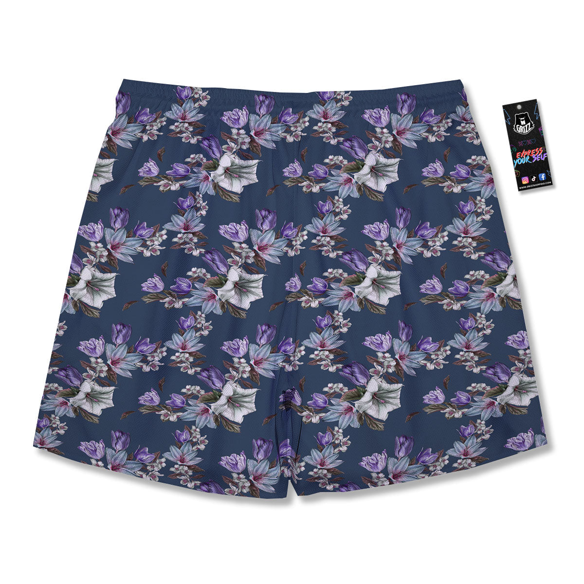 Tulip Purple Watercolor Print Pattern Men's Running Shorts-grizzshop