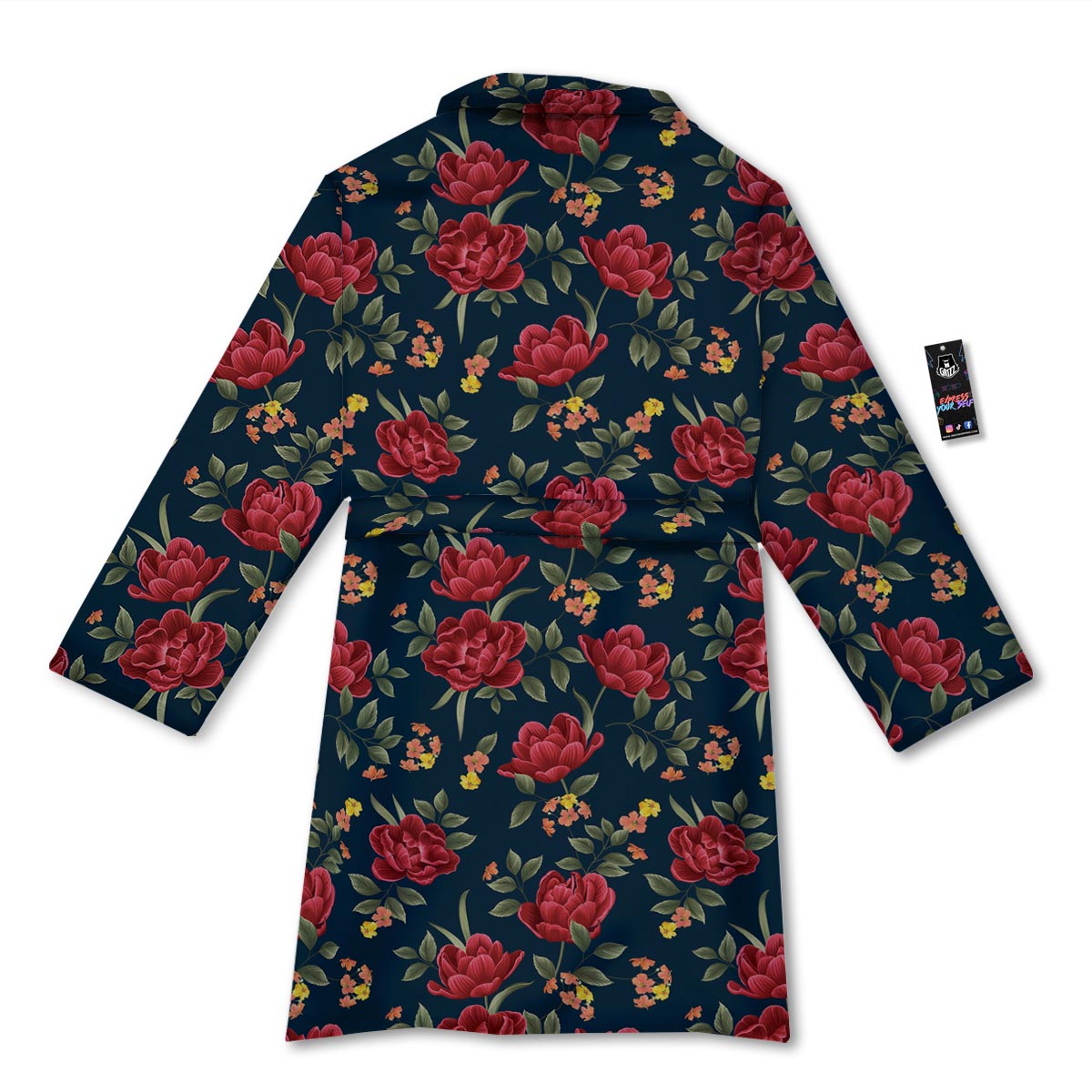 Tulip Red Print Pattern Bathrobe-grizzshop