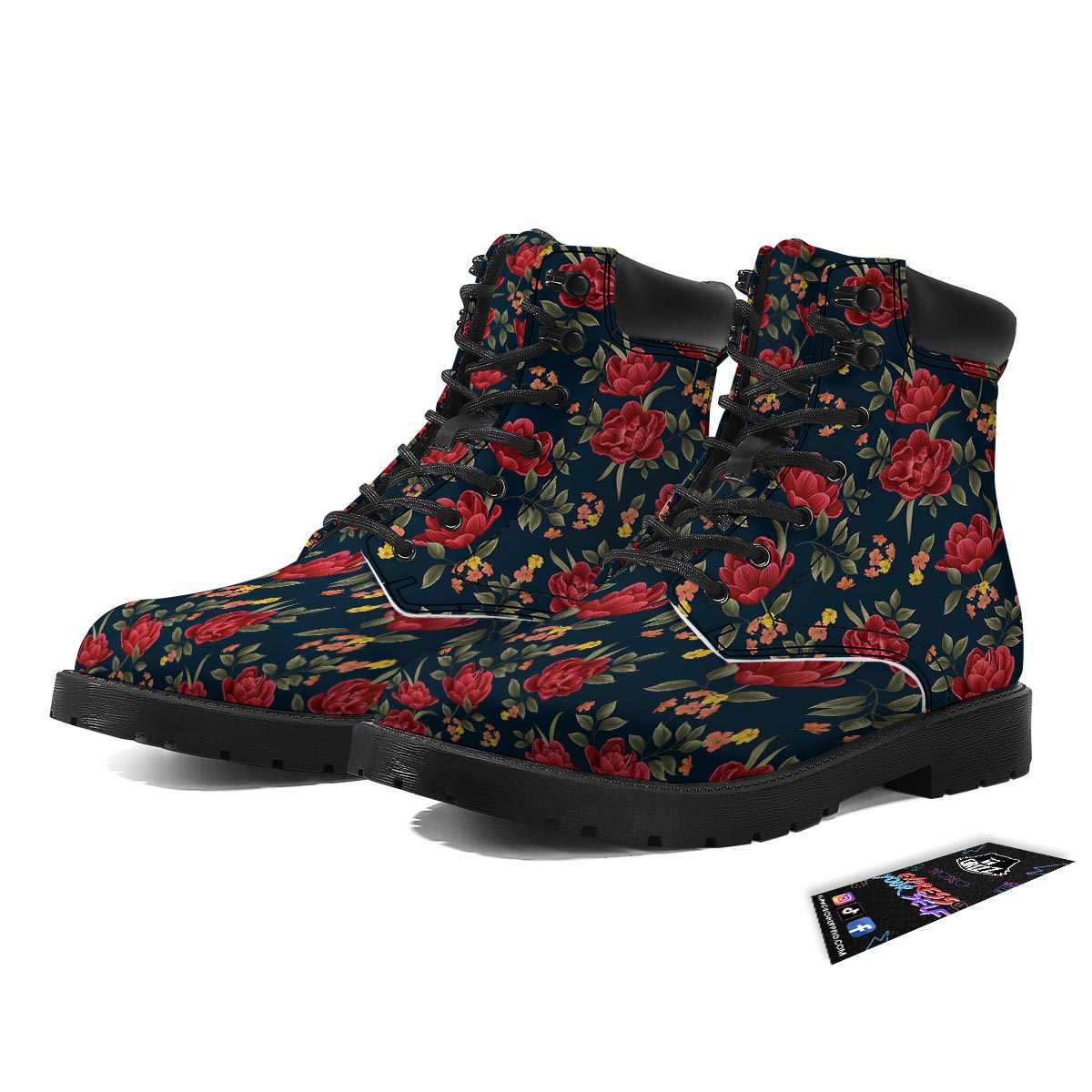 Tulip Red Print Pattern Boots-grizzshop