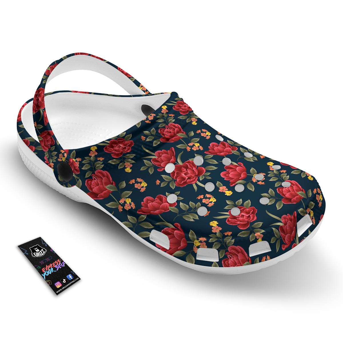Tulip Red Print Pattern Clog-grizzshop