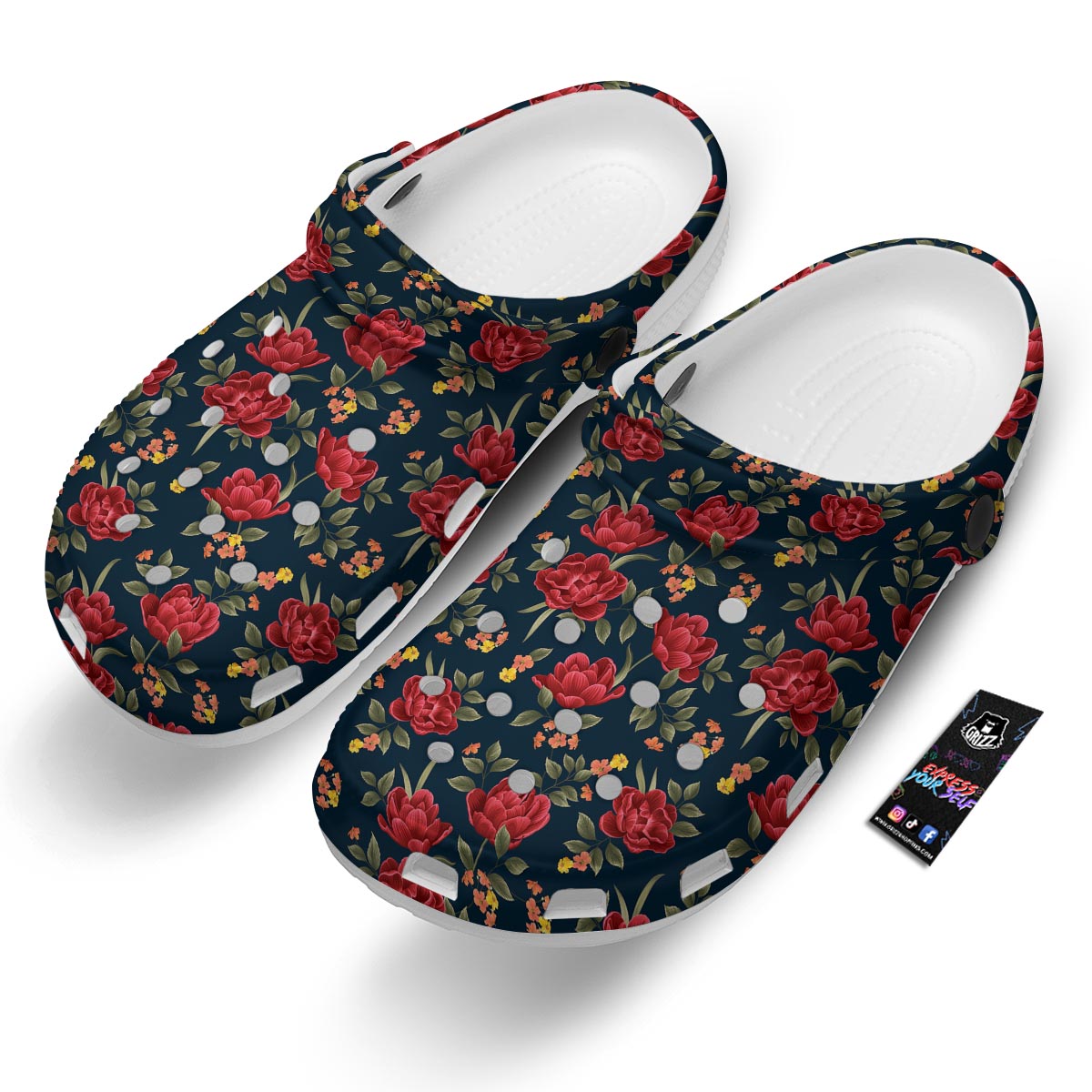 Tulip Red Print Pattern Clog-grizzshop