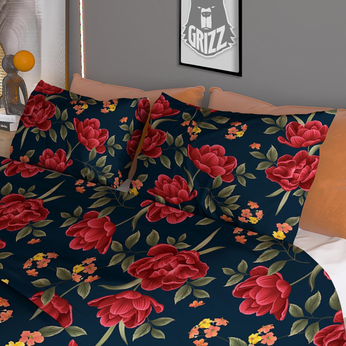 Tulip Red Print Pattern Duvet Cover Bedding Set-grizzshop