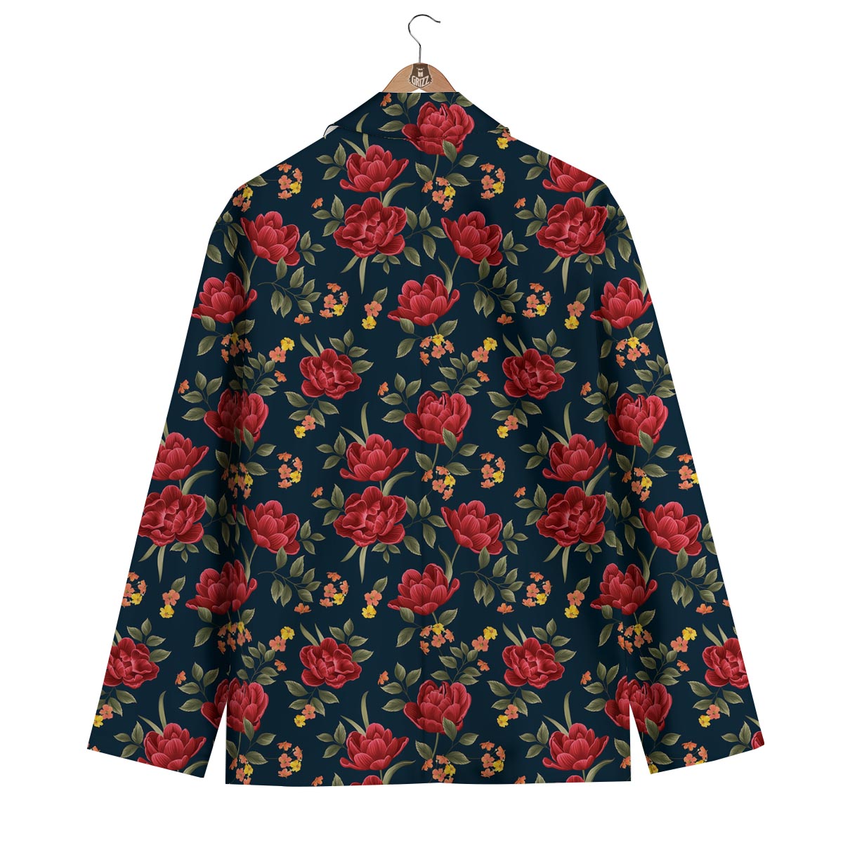 Tulip Red Print Pattern Men's Blazer-grizzshop