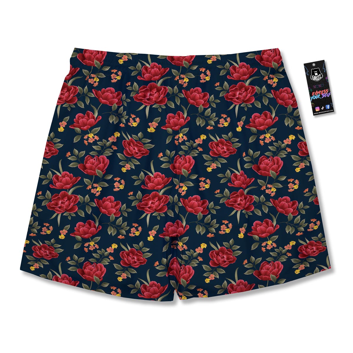 Tulip Red Print Pattern Men's Running Shorts-grizzshop