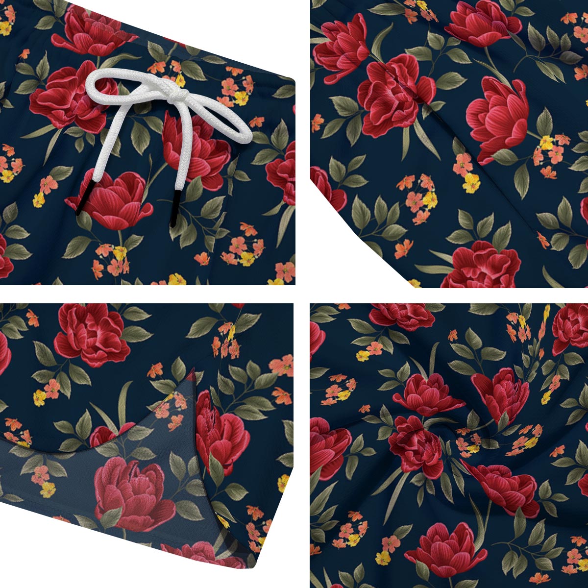 Tulip Red Print Pattern Men's Running Shorts-grizzshop