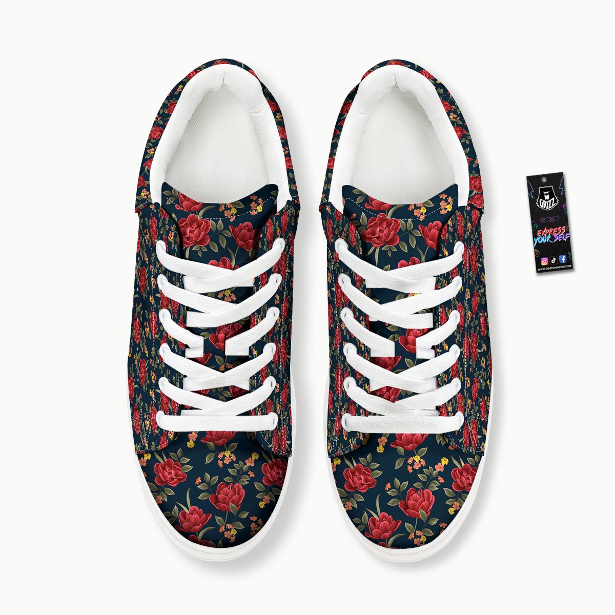 Tulip Red Print Pattern Platform Shoes-grizzshop