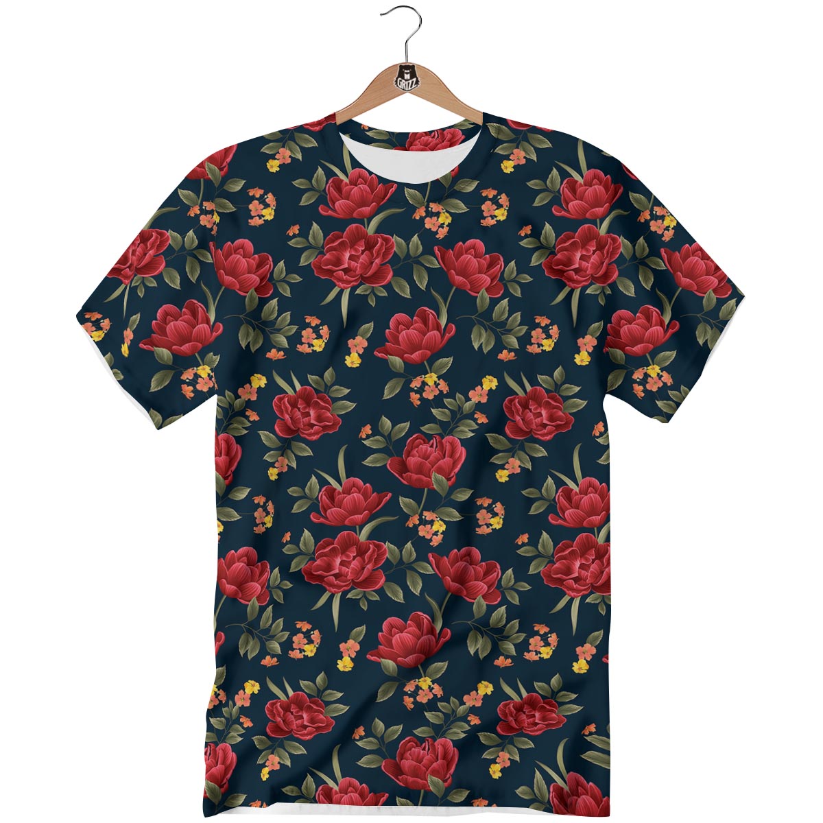 Tulip Red Print Pattern T-Shirt-grizzshop