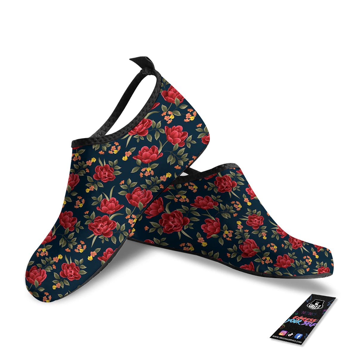 Tulip Red Print Pattern Water Shoes-grizzshop