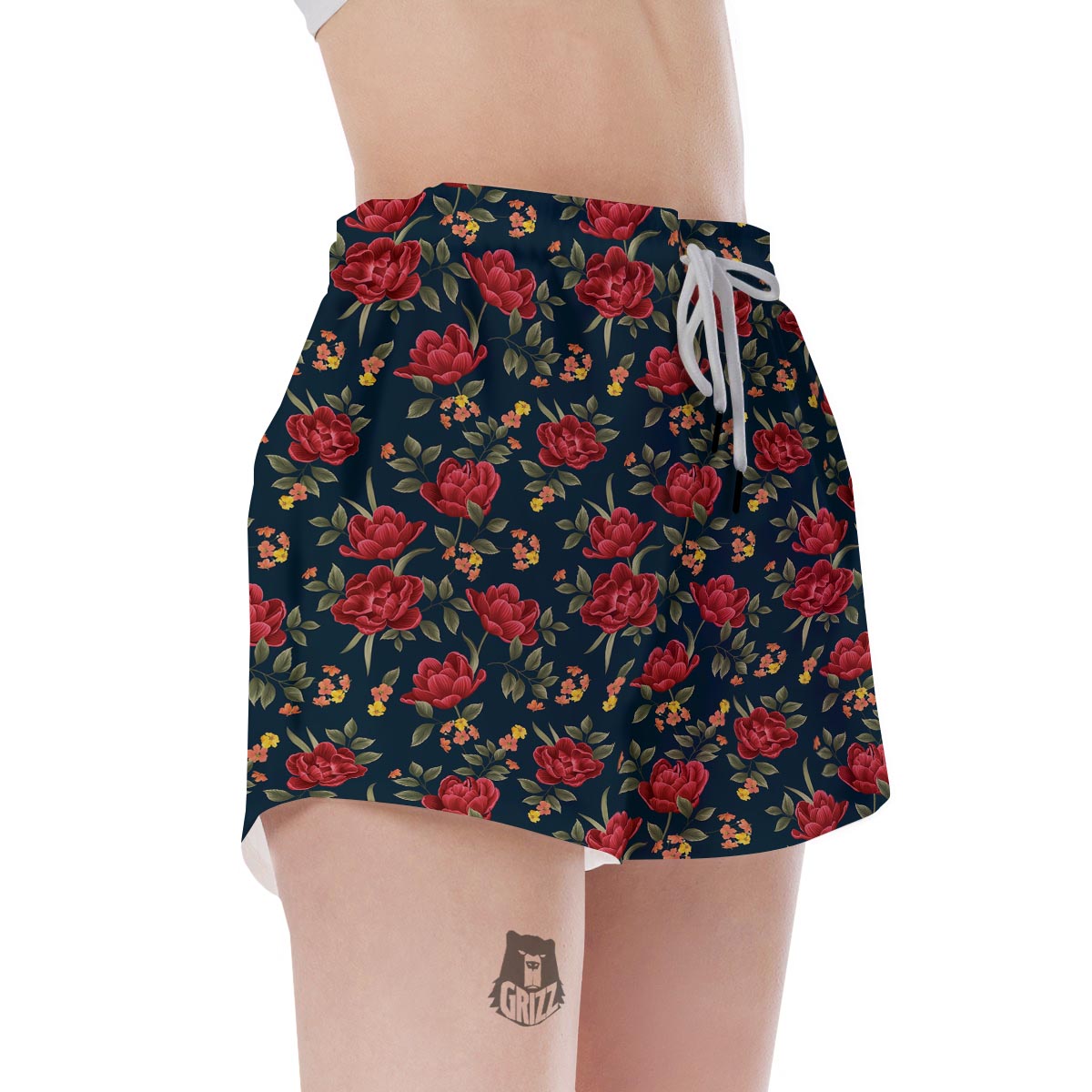 Tulip Red Print Pattern Women's Shorts-grizzshop