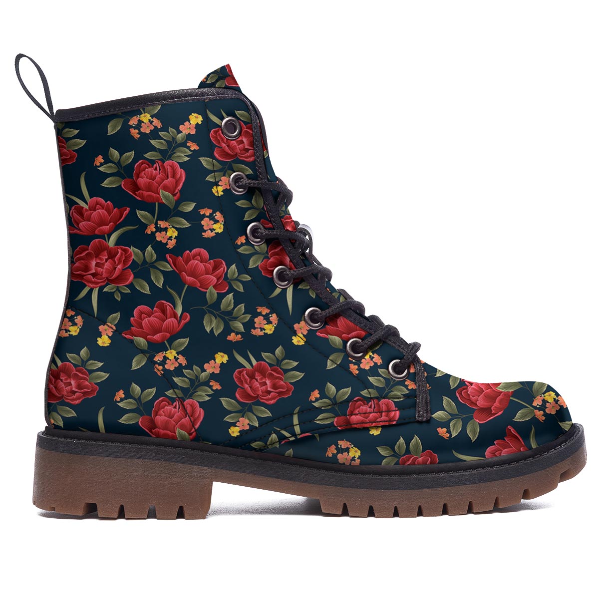 Tulip Red Print Pattern Work Boots-grizzshop