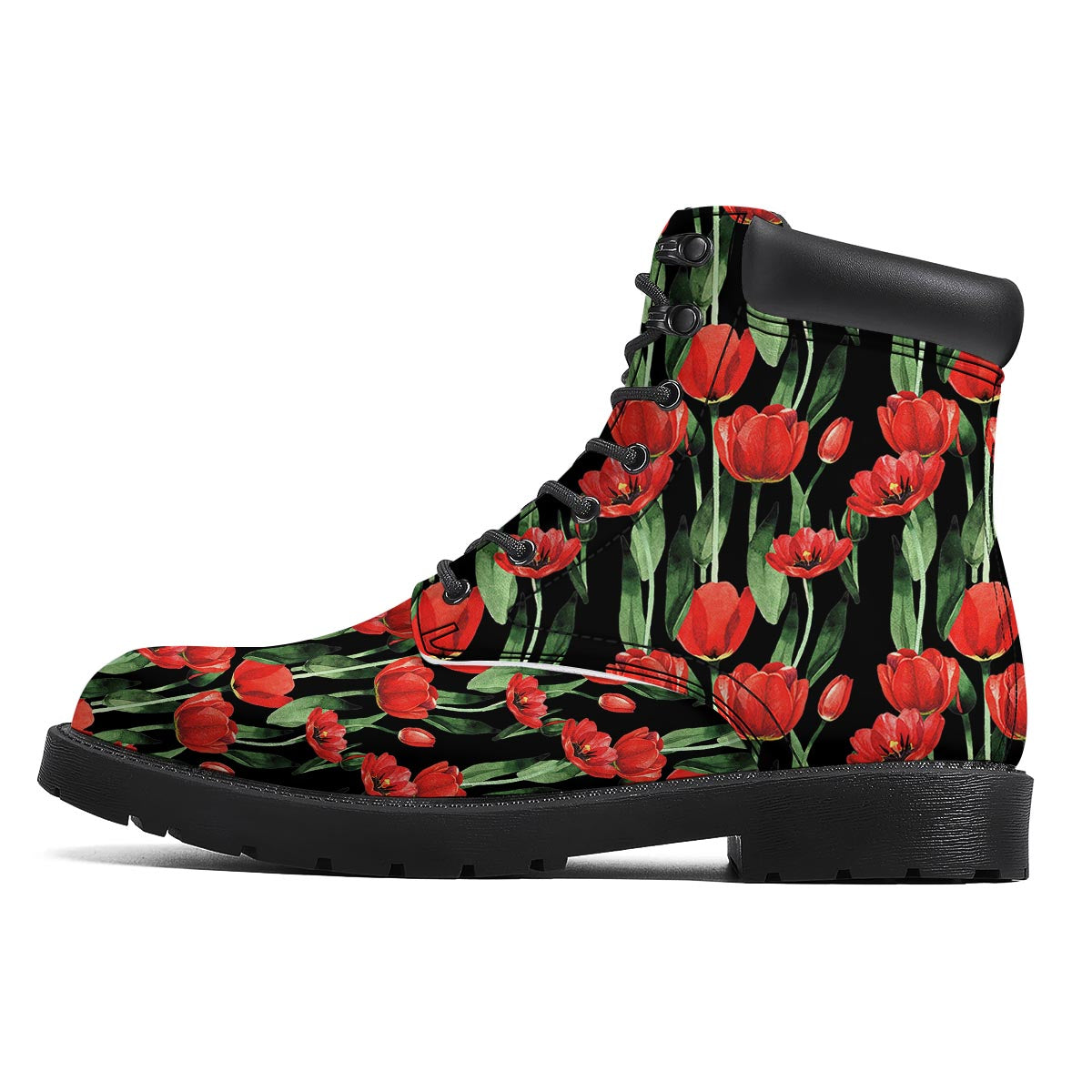 Tulip Red Watercolor Print Pattern Boots-grizzshop