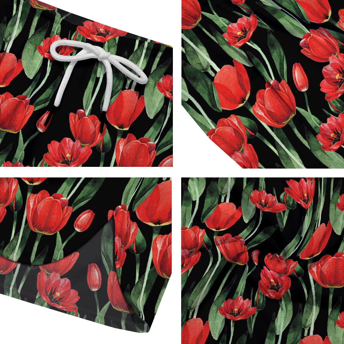 Tulip Red Watercolor Print Pattern Men's Running Shorts-grizzshop