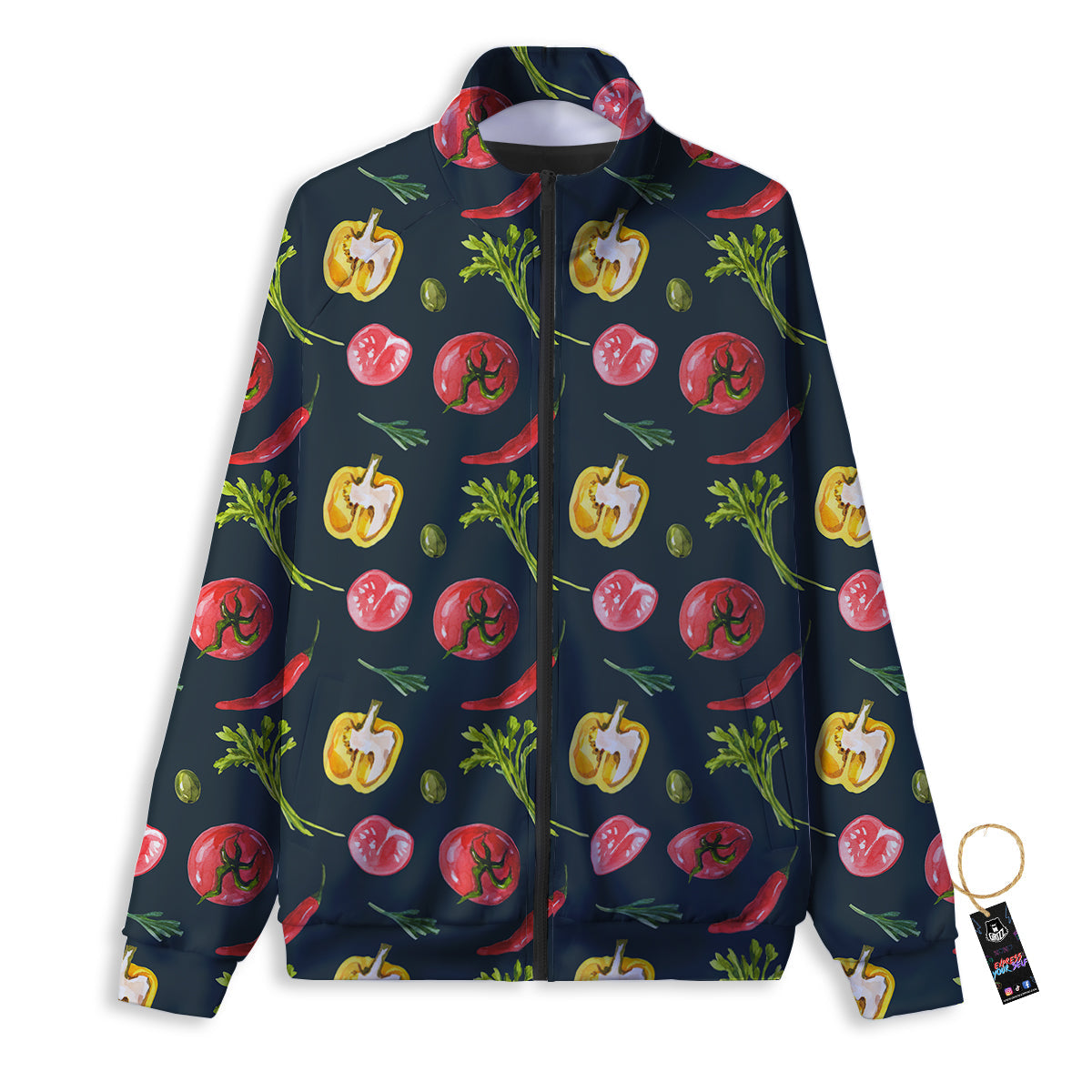 Tulip Red Watercolor Print Pattern Track Jacket-grizzshop