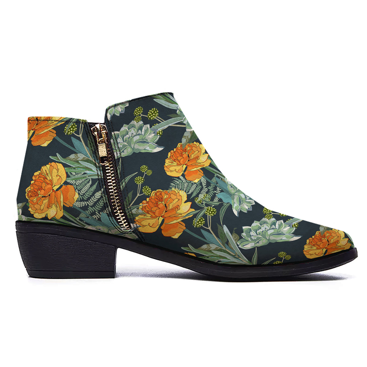 Tulip Spring Yellow Print Pattern Ankle Boots-grizzshop