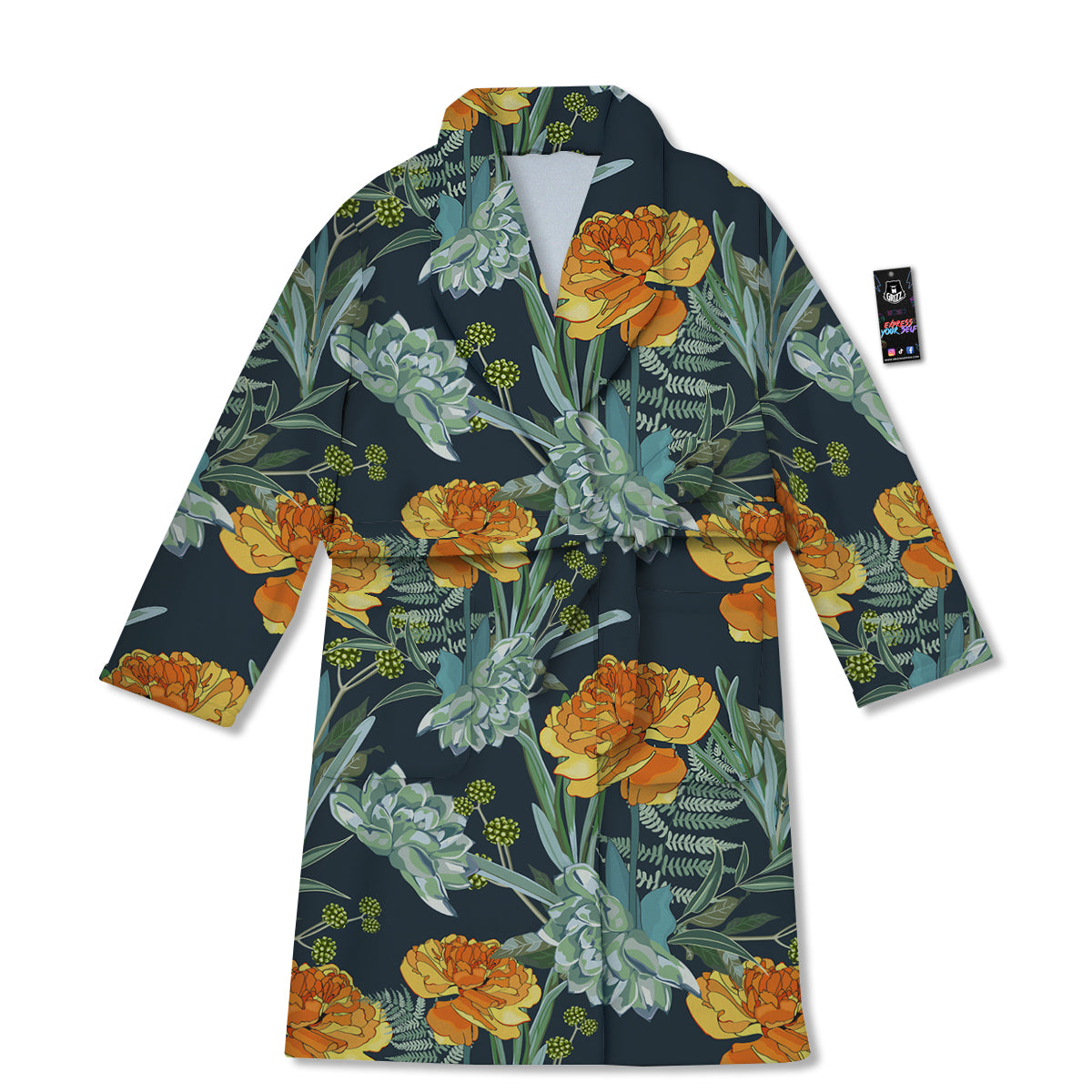 Tulip Spring Yellow Print Pattern Bathrobe-grizzshop