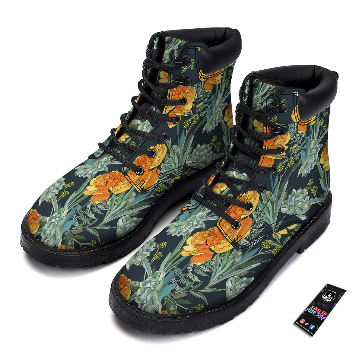 Tulip Spring Yellow Print Pattern Boots-grizzshop