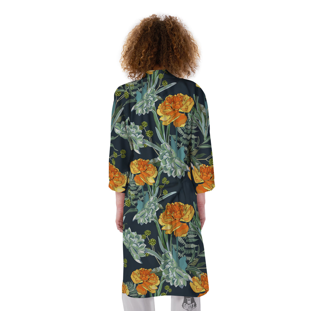 Tulip Spring Yellow Print Pattern Kimono-grizzshop