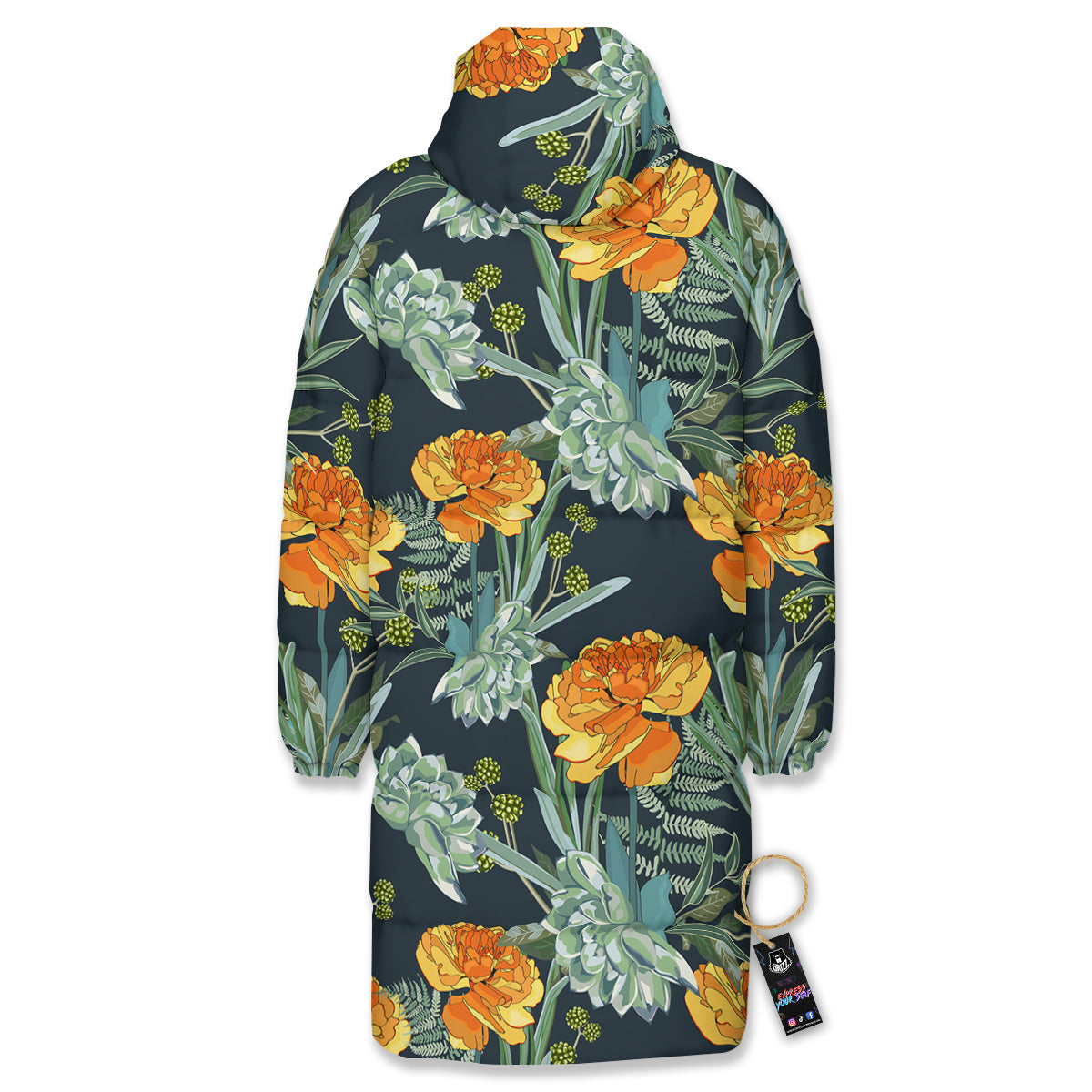 Tulip Spring Yellow Print Pattern Long Down Jacket-grizzshop