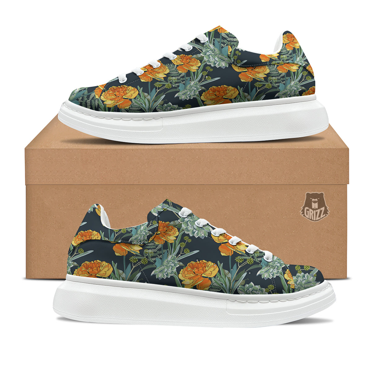 Tulip Spring Yellow Print Pattern Platform Shoes-grizzshop