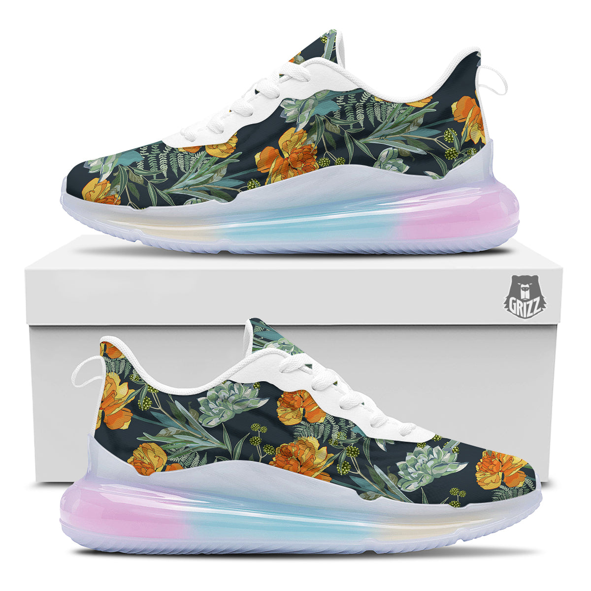 Tulip Spring Yellow Print Pattern Running Sneakers-grizzshop