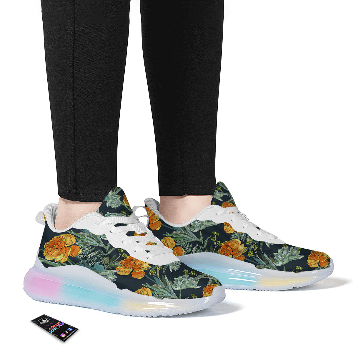 Tulip Spring Yellow Print Pattern Running Sneakers-grizzshop