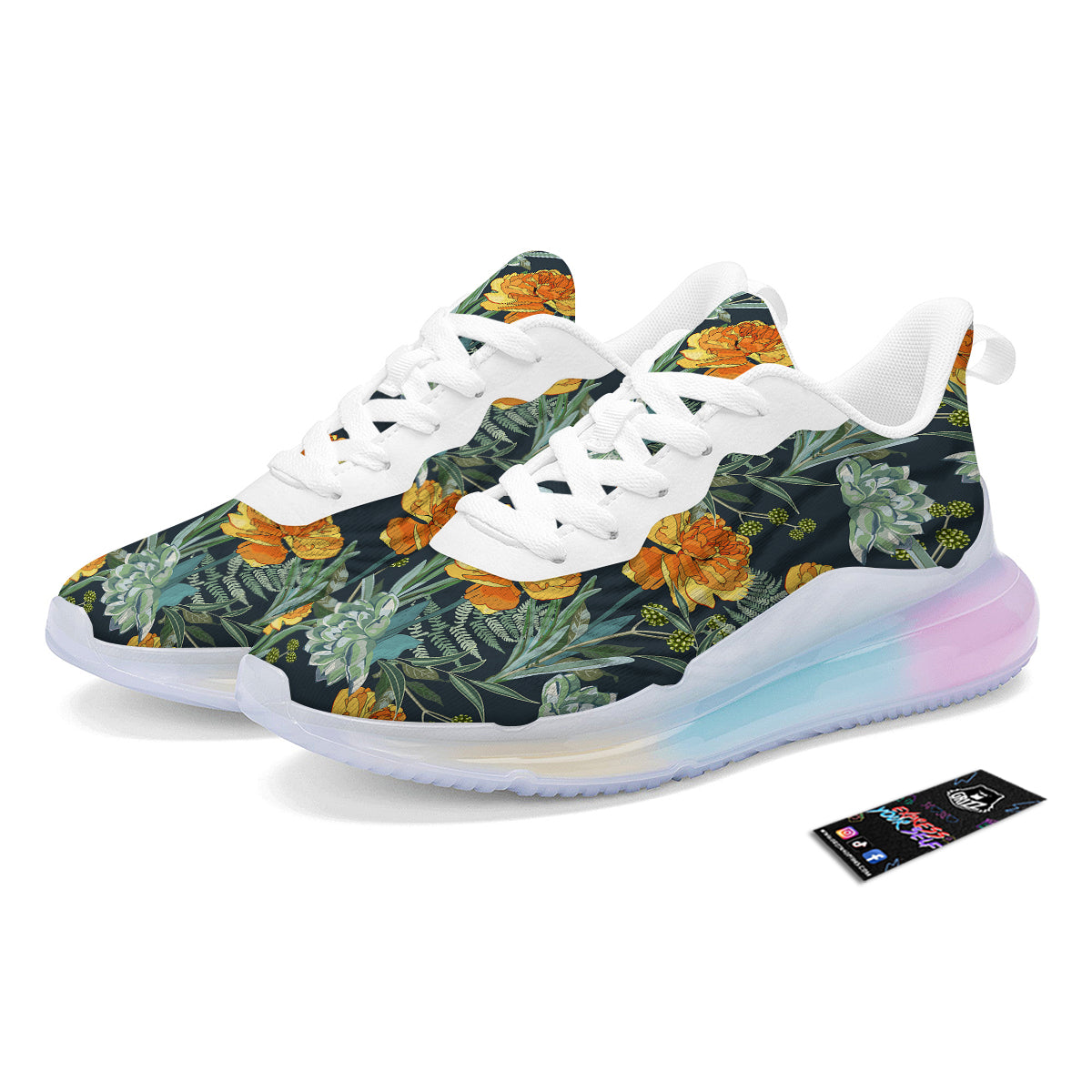 Tulip Spring Yellow Print Pattern Running Sneakers-grizzshop
