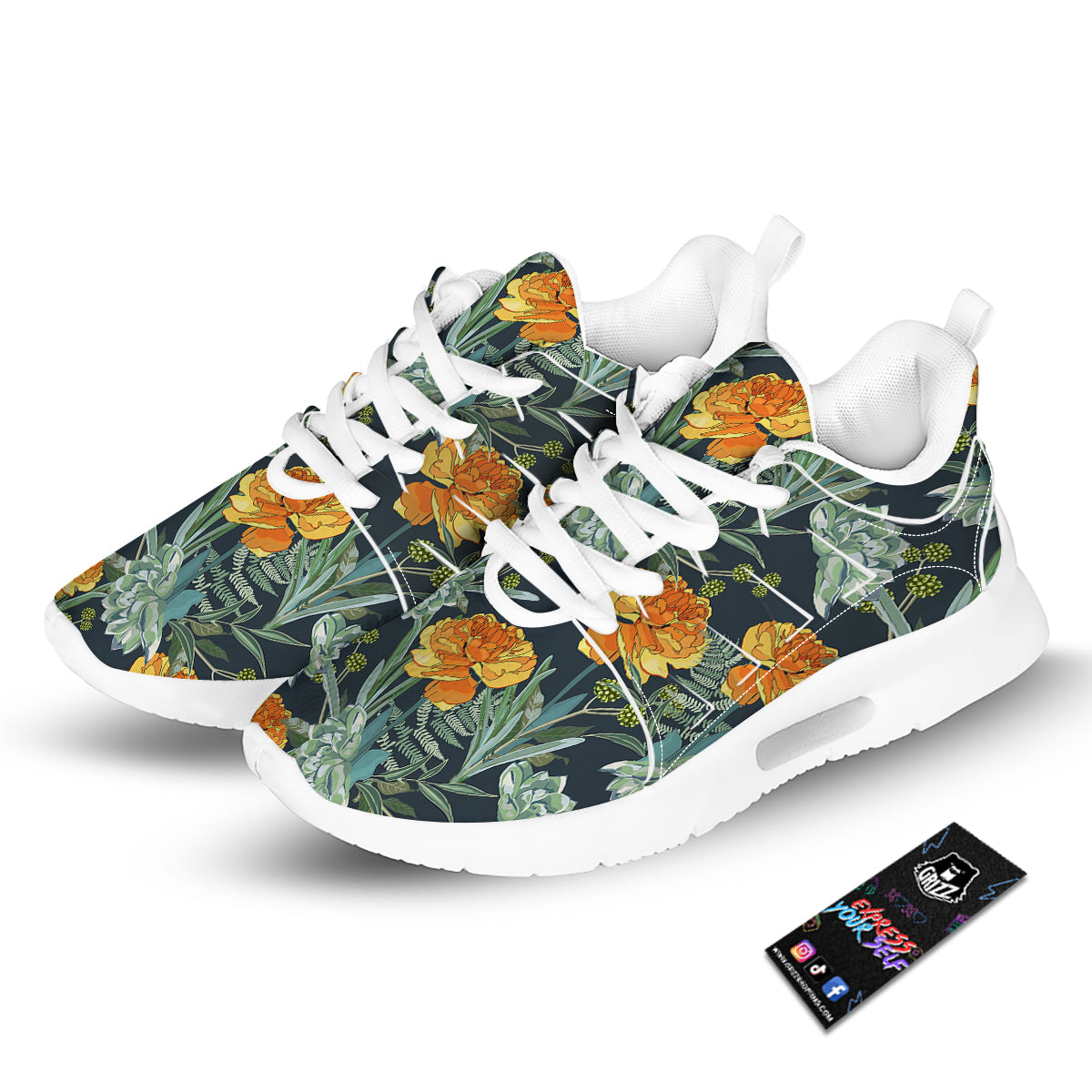 Tulip Spring Yellow Print Pattern Tennis Shoes-grizzshop