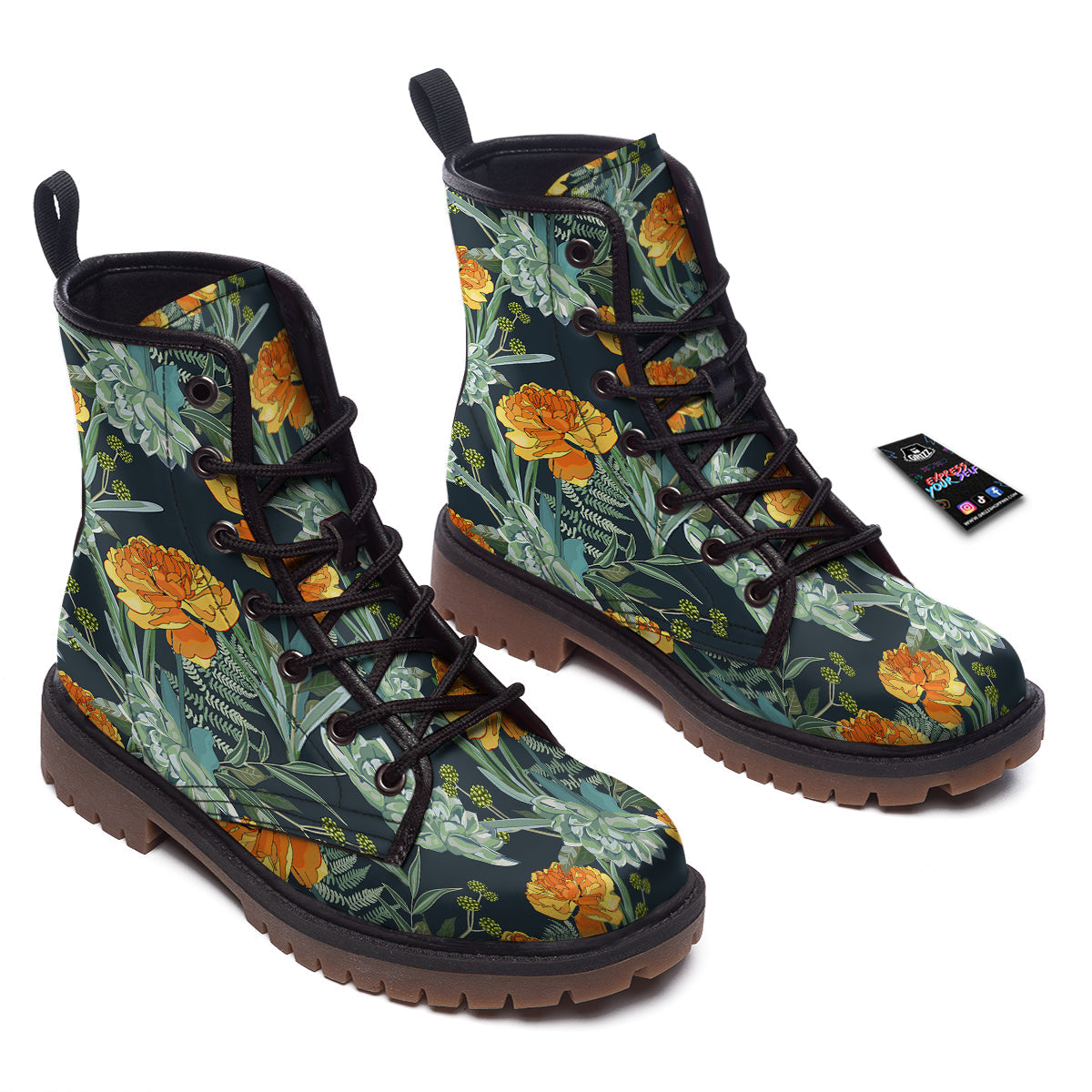 Tulip Spring Yellow Print Pattern Work Boots-grizzshop