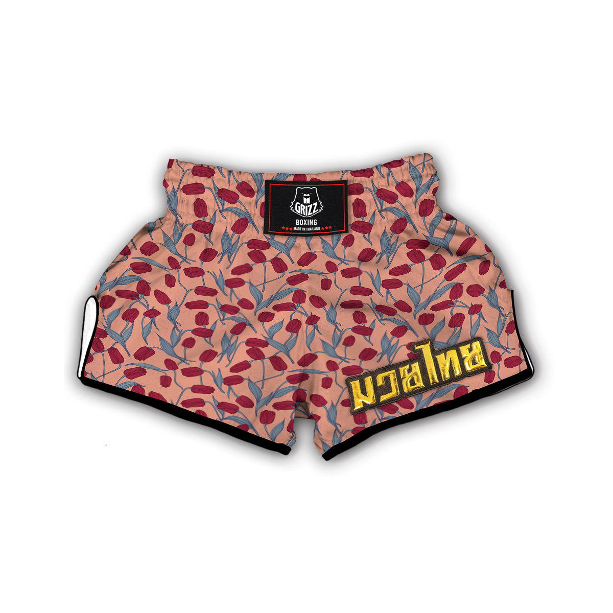 Tulip Vintage Color Print Pattern Muay Thai Boxing Shorts-grizzshop